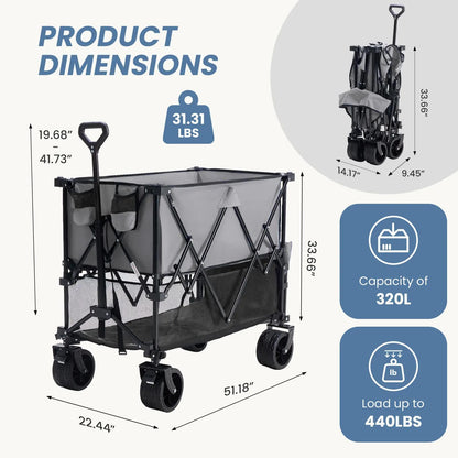 440 lbs Heavy Duty Double Decker Wagon with Extender